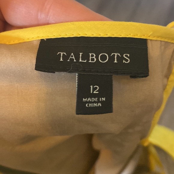 Talbots Yellow daisy lace overlay top. Springtime Sz L Easter business office - Picture 9 of 9